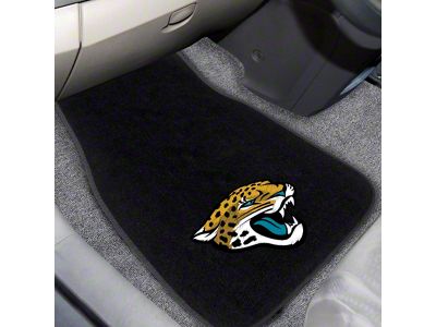 Embroidered Front Floor Mats with Jacksonville Jaguars Logo; Black (Universal; Some Adaptation May Be Required)