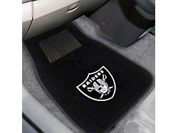 Embroidered Front Floor Mats with Las Vegas Raiders Logo; Black (Universal; Some Adaptation May Be Required)