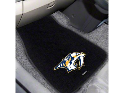 Embroidered Front Floor Mats with Nashville Predators Logo; Black (Universal; Some Adaptation May Be Required)