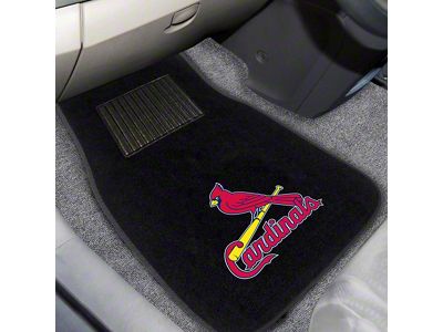 Embroidered Front Floor Mats with St. Louis Cardinals Logo; Black (Universal; Some Adaptation May Be Required)