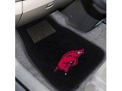 Embroidered Front Floor Mats with University of Arkansas Logo; Black (Universal; Some Adaptation May Be Required)