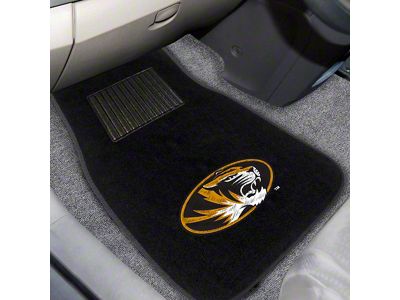 Embroidered Front Floor Mats with University of Missouri Logo; Black (Universal; Some Adaptation May Be Required)