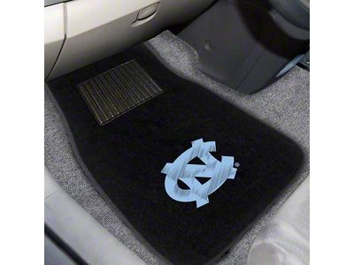 Embroidered Front Floor Mats with University of North Carolina Logo; Black (Universal; Some Adaptation May Be Required)