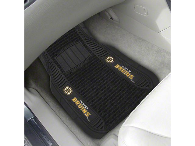 Molded Front Floor Mats with Boston Bruins Logo (Universal; Some Adaptation May Be Required)