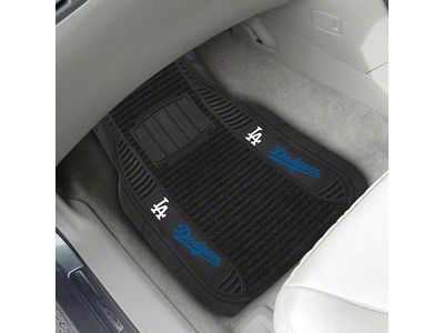 Molded Front Floor Mats with Los Angeles Dodgers Logo (Universal; Some Adaptation May Be Required)