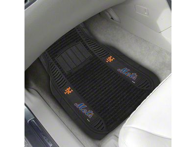 Molded Front Floor Mats with New York Mets Logo (Universal; Some Adaptation May Be Required)