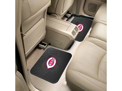 Molded Rear Floor Mats with Cincinnati Reds Logo (Universal; Some Adaptation May Be Required)