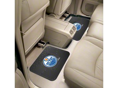 Molded Rear Floor Mats with Edmonton Oilers Logo (Universal; Some Adaptation May Be Required)
