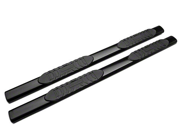 Barricade 5-Inch Oval Straight End Side Step Bars; Rocker Mount; Black (07-19 Silverado 2500 HD Extended/Double Cab)