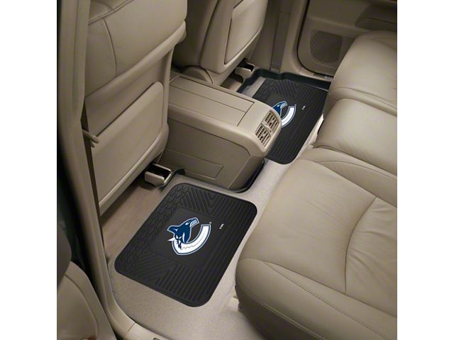 Molded Rear Floor Mats with Vancouver Canucks Logo (Universal; Some Adaptation May Be Required)
