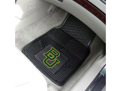 Vinyl Front Floor Mats with Baylor University Logo; Black (Universal; Some Adaptation May Be Required)