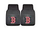 Vinyl Front Floor Mats with Boston Red Sox Logo; Black (Universal; Some Adaptation May Be Required)