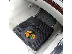 Vinyl Front Floor Mats with Chicago Blackhawks Logo; Black (Universal; Some Adaptation May Be Required)