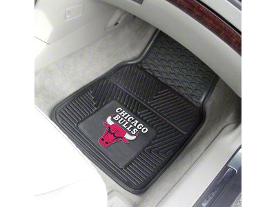 Vinyl Front Floor Mats with Chicago Bulls Logo; Black (Universal; Some Adaptation May Be Required)