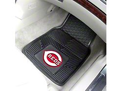 Vinyl Front Floor Mats with Cincinnati Reds Logo; Black (Universal; Some Adaptation May Be Required)
