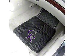 Vinyl Front Floor Mats with Colorado Rockies Logo; Black (Universal; Some Adaptation May Be Required)