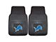 Vinyl Front Floor Mats with Detroit Lions Logo; Black (Universal; Some Adaptation May Be Required)