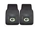 Vinyl Front Floor Mats with Green Bay Packers Logo; Black (Universal; Some Adaptation May Be Required)