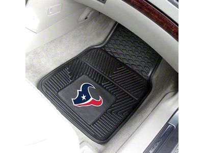 Vinyl Front Floor Mats with Houston Texans Logo; Black (Universal; Some Adaptation May Be Required)