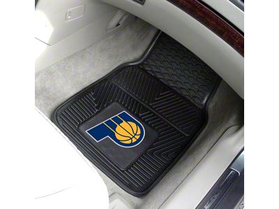 Vinyl Front Floor Mats with Indiana Pacers Logo; Black (Universal; Some Adaptation May Be Required)