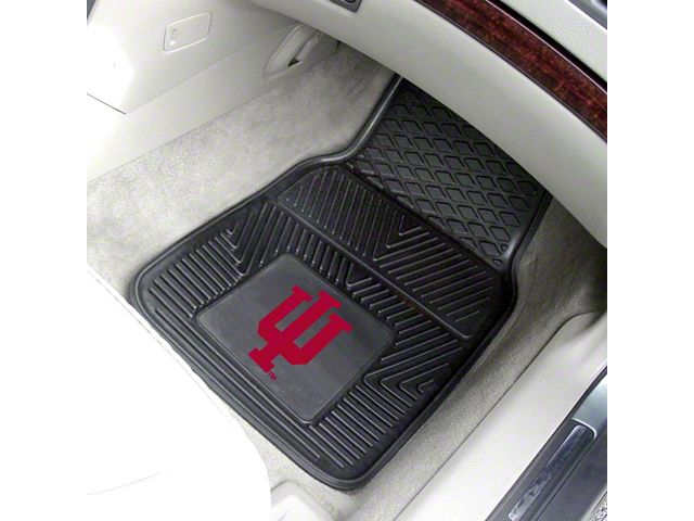 Vinyl Front Floor Mats with Indiana University Logo; Black (Universal; Some Adaptation May Be Required)