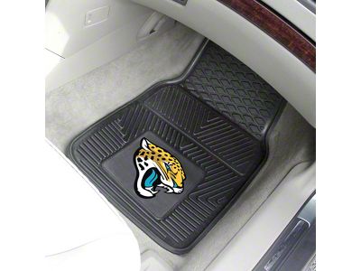 Vinyl Front Floor Mats with Jacksonville Jaguars Logo; Black (Universal; Some Adaptation May Be Required)