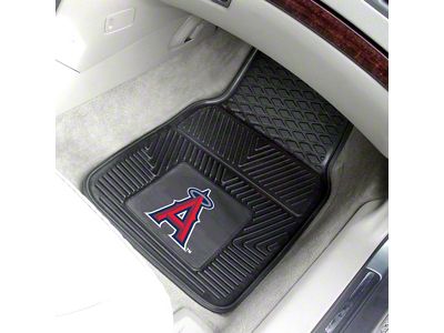 Vinyl Front Floor Mats with Los Angeles Angels Logo; Black (Universal; Some Adaptation May Be Required)
