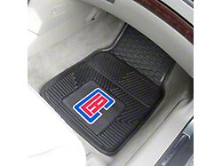 Vinyl Front Floor Mats with Los Angeles Clippers Logo; Black (Universal; Some Adaptation May Be Required)