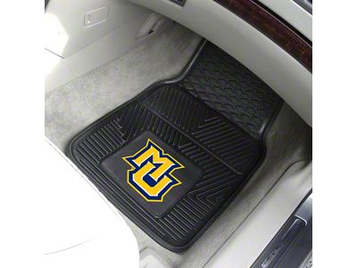 Vinyl Front Floor Mats with Marquette University Logo; Black (Universal; Some Adaptation May Be Required)