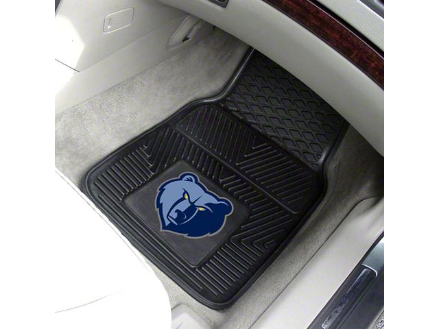 Vinyl Front Floor Mats with Memphis Grizzlies Logo; Black (Universal; Some Adaptation May Be Required)