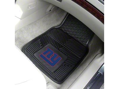 Vinyl Front Floor Mats with New York Giants Logo; Black (Universal; Some Adaptation May Be Required)