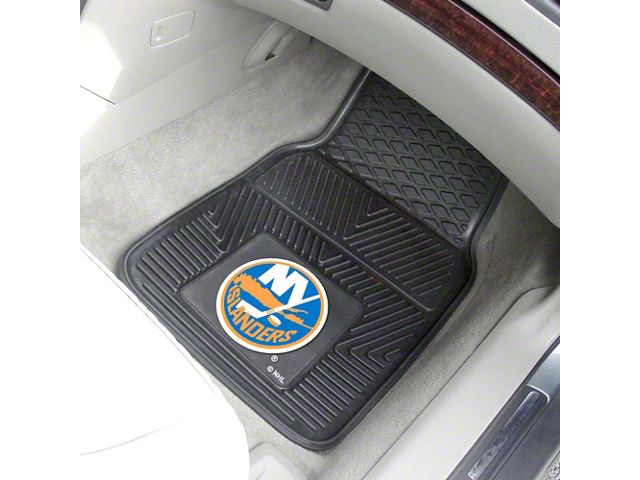 Vinyl Front Floor Mats with New York Islanders Logo; Black (Universal; Some Adaptation May Be Required)