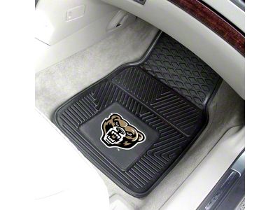 Vinyl Front Floor Mats with Oakland University Logo; Black (Universal; Some Adaptation May Be Required)