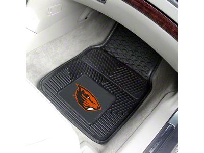 Vinyl Front Floor Mats with Oregon State University Logo; Black (Universal; Some Adaptation May Be Required)