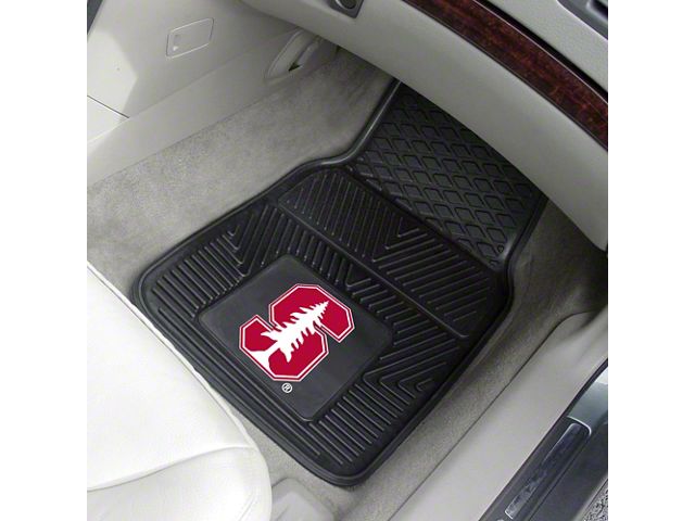 Vinyl Front Floor Mats with Stanford University Logo; Black (Universal; Some Adaptation May Be Required)