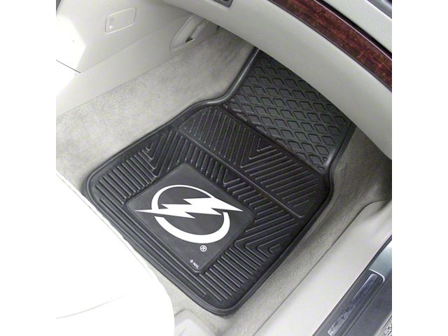 Vinyl Front Floor Mats with Tampa Bay Lightning Logo; Black (Universal; Some Adaptation May Be Required)