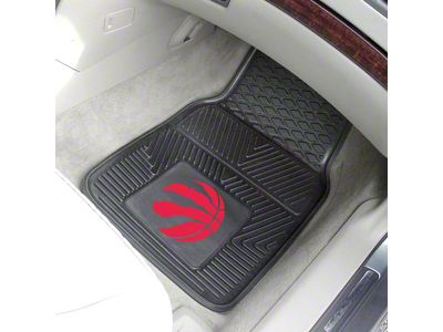 Vinyl Front Floor Mats with Toronto Raptors Logo; Black (Universal; Some Adaptation May Be Required)