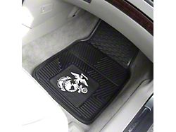 Vinyl Front Floor Mats with U.S. Marines Logo; Black (Universal; Some Adaptation May Be Required)