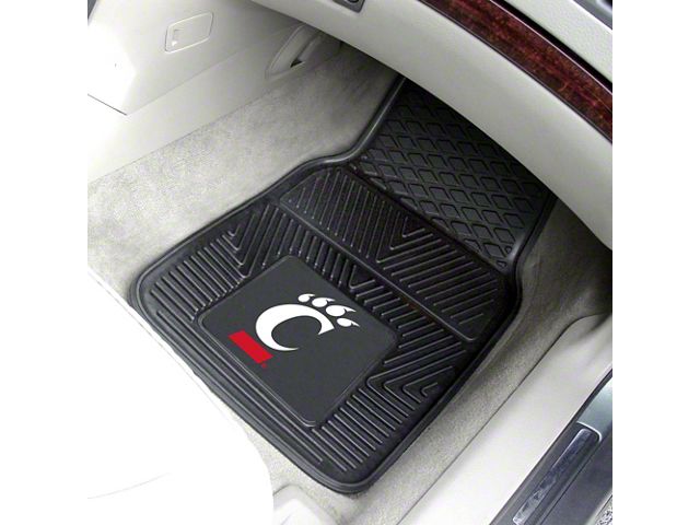 Vinyl Front Floor Mats with University of Cincinnati Logo; Black (Universal; Some Adaptation May Be Required)