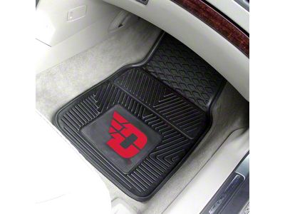 Vinyl Front Floor Mats with University of Dayton Logo; Black (Universal; Some Adaptation May Be Required)