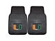 Vinyl Front Floor Mats with University of Miami Logo; Black (Universal; Some Adaptation May Be Required)