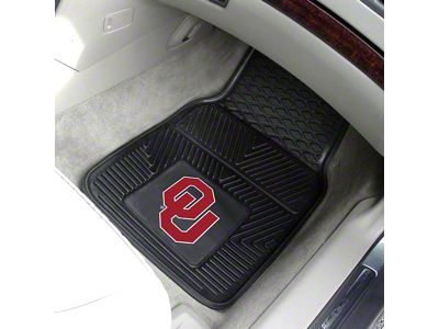 Vinyl Front Floor Mats with University of Oklahoma Logo; Black (Universal; Some Adaptation May Be Required)