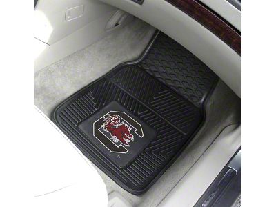 Vinyl Front Floor Mats with University of South Carolina Logo; Black (Universal; Some Adaptation May Be Required)