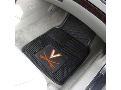 Vinyl Front Floor Mats with University of Virginia Logo; Black (Universal; Some Adaptation May Be Required)