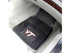 Vinyl Front Floor Mats with Virginia Tech Logo; Black (Universal; Some Adaptation May Be Required)