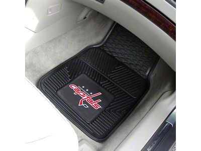 Vinyl Front Floor Mats with Washington Capitals Logo; Black (Universal; Some Adaptation May Be Required)