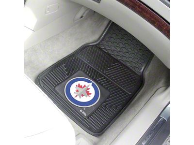 Vinyl Front Floor Mats with Winnipeg Jets Logo; Black (Universal; Some Adaptation May Be Required)
