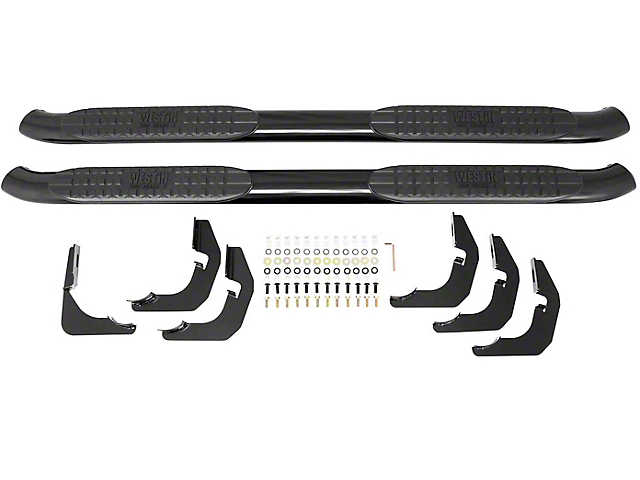 Pro Traxx 4-Inch Oval Side Step Bars; Black (15-19 6.6L Sierra 2500 HD Regular Cab)