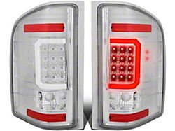 C-Bar LED Tail Lights; Chrome Housing; Clear Lens (07-13 Silverado 1500)