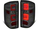 Dual Red C-Bar LED Tail Lights; Chrome Housing; Smoked Lens (15-19 Silverado 2500 HD w/ Factory Halogen Tail Lights)